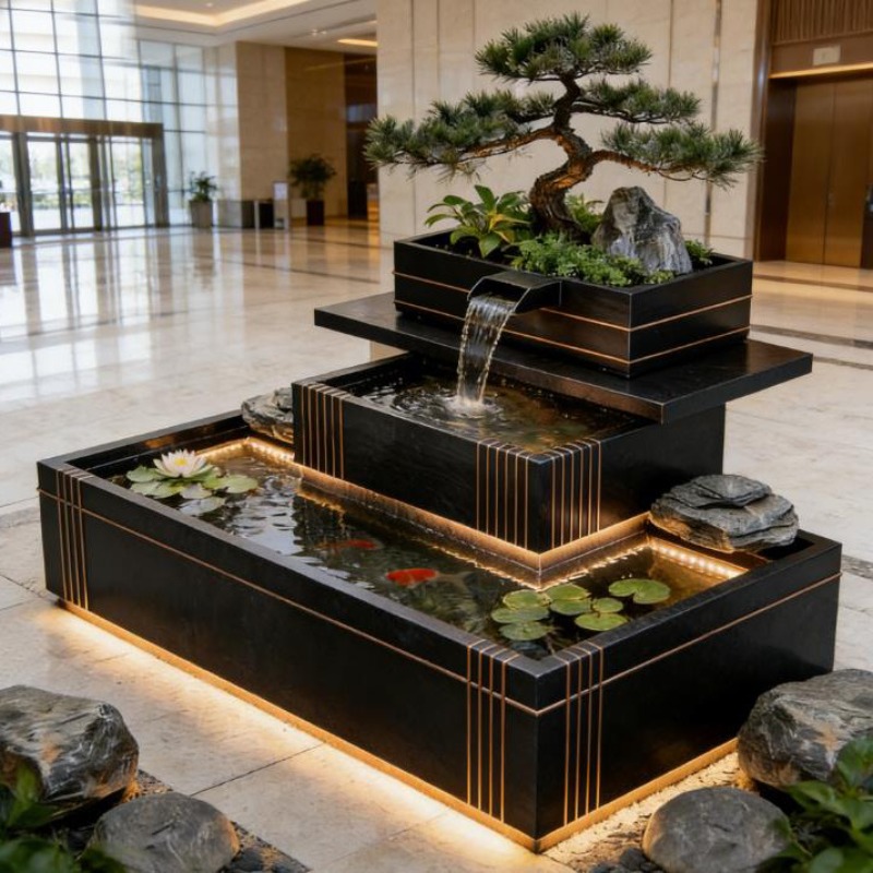Fitur Air Terjun dari Baja Ant - Bonsai Garden With Koi Pond ulasan dan harga